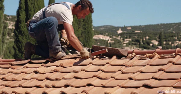 Artisan couvreur BJ Rénovation en intervention sur une toiture